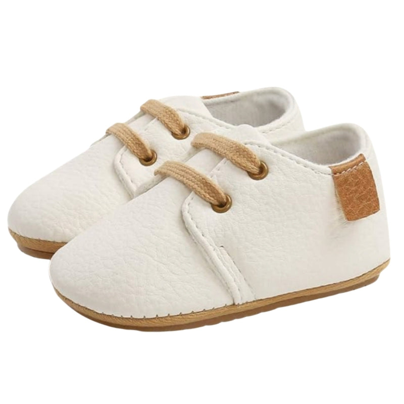 Baby Unisex Synthetic Lace-Up Booties (White)-BT5137
