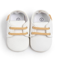 Baby Unisex Synthetic Lace-Up Booties (White)-BT5137