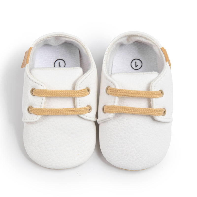 Baby Unisex Synthetic Lace-Up Booties (White)-BT5137