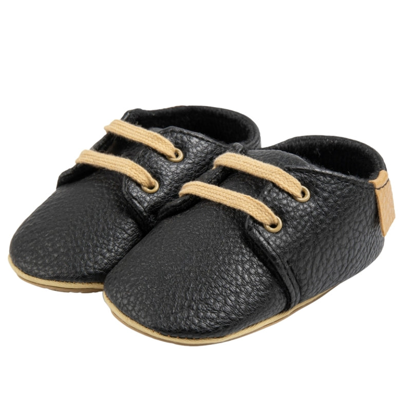 Baby Unisex Synthetic Lace-Up Booties (Black)-BT5138