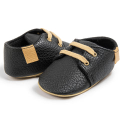 Baby Unisex Synthetic Lace-Up Booties (Black)-BT5138