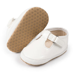 Baby Girls Synthetic Velcro Belly Booties (White) - BT5139