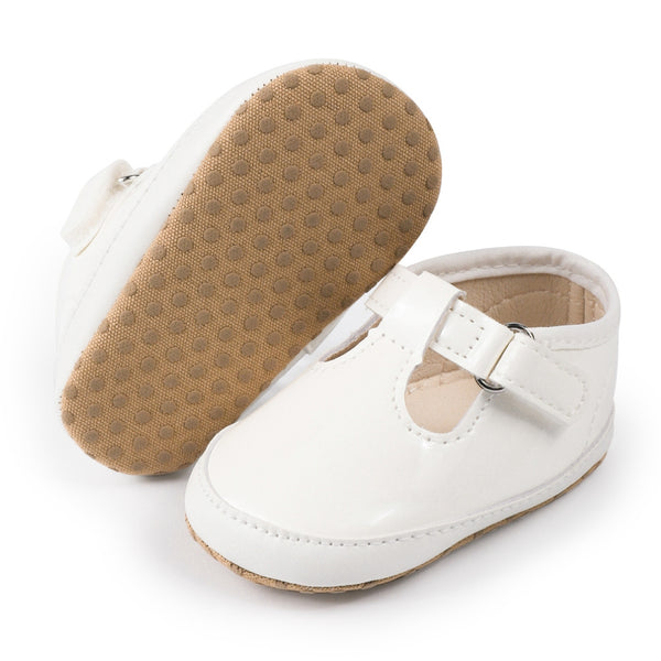 Baby Girls Synthetic Velcro Belly Booties (White) - BT5139