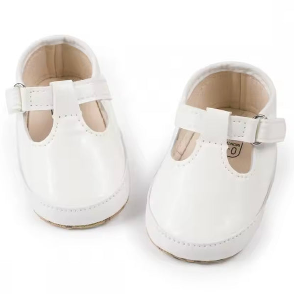 Baby Girls Synthetic Velcro Belly Booties (White) - BT5139