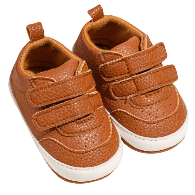 Baby Unisex Synthetic Velcro Booties (Brown)-BT5141