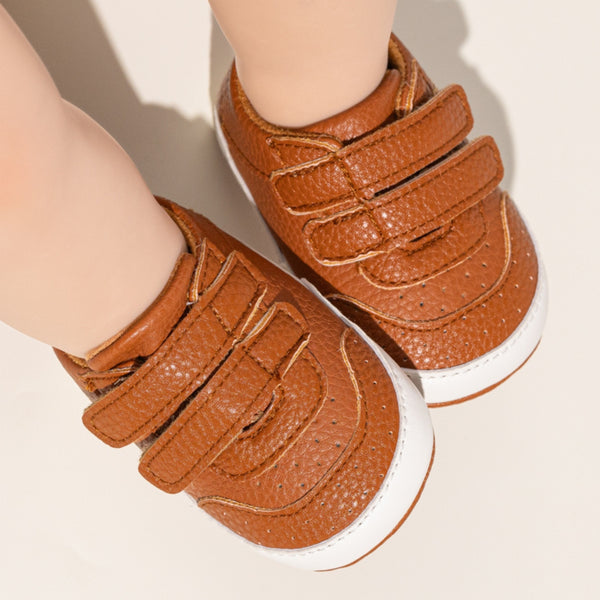 Baby Unisex Synthetic Velcro Booties (Brown)-BT5141