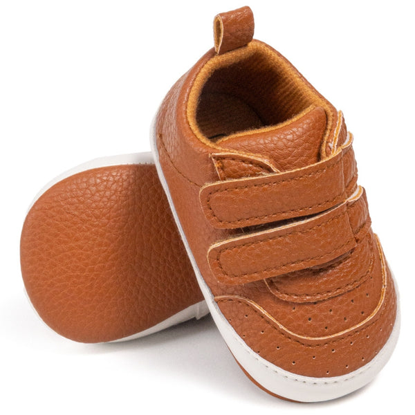 Baby Unisex Synthetic Velcro Booties (Brown)-BT5141