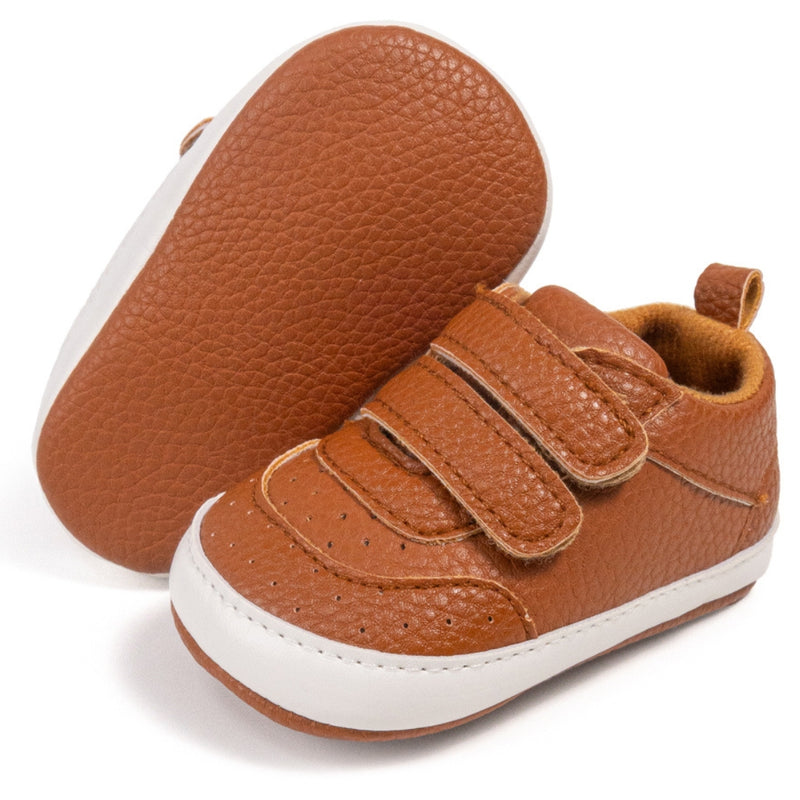 Baby Unisex Synthetic Velcro Booties (Brown)-BT5141