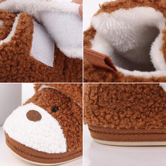 Baby Unisex Fur Animal Print Velcro Booties (Brown)-BT5148