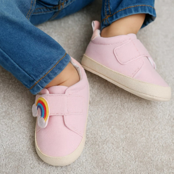 Baby Unisex Canvas Booties (Pink)-BT5154