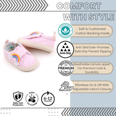 Baby Unisex Canvas Booties (Pink)-BT5154