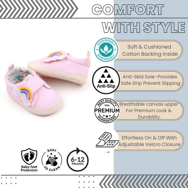 Baby Unisex Canvas Booties (Pink)-BT5154