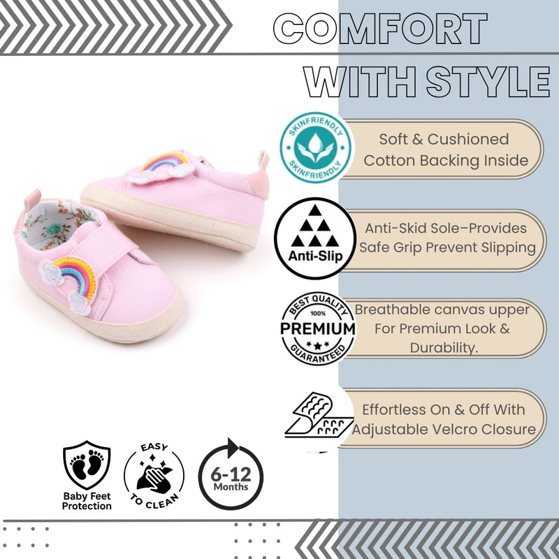 Baby Unisex Canvas Booties (Pink)-BT5154