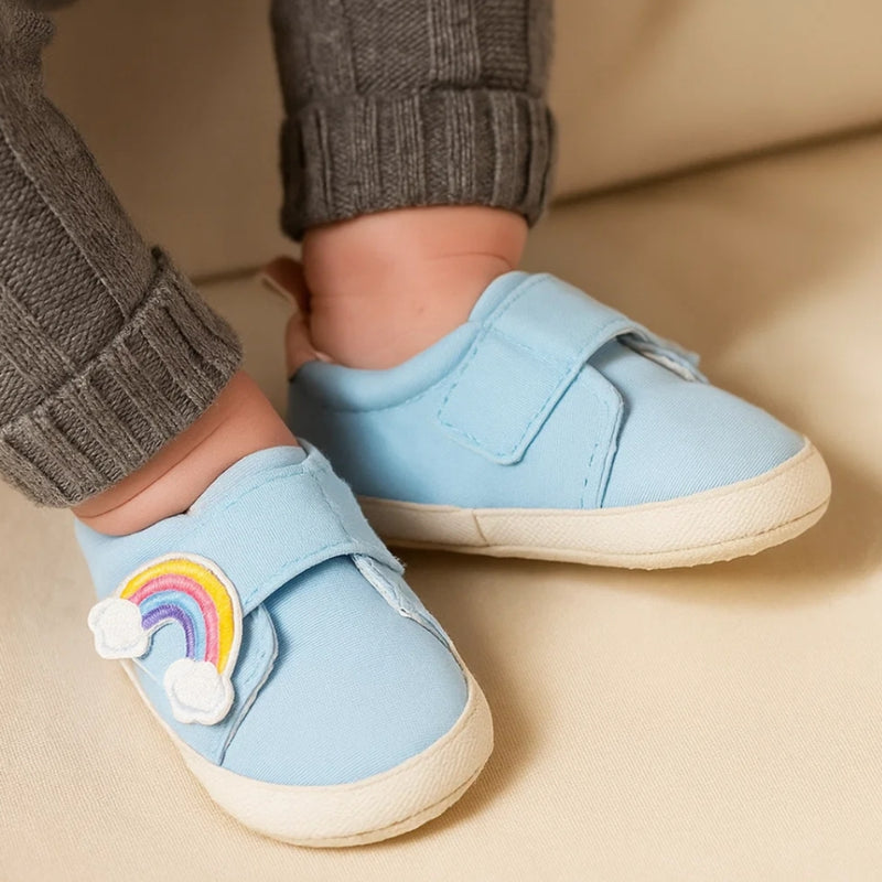 Baby Unisex Canvas Booties (Blue)-BT5155