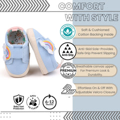 Baby Unisex Canvas Booties (Blue)-BT5155