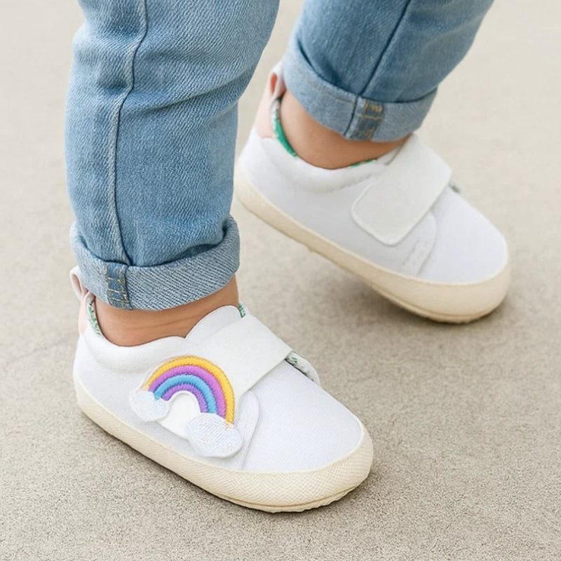 Baby Unisex Canvas Booties (White)-BT5156