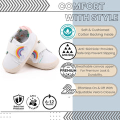 Baby Unisex Canvas Booties (White)-BT5156