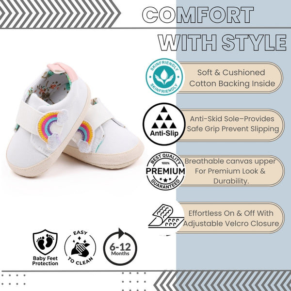 Baby Unisex Canvas Booties (White)-BT5156