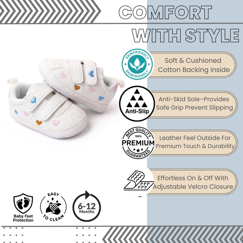 Baby Unisex Synthetic Floral Velcro Booties (White)-BT5160