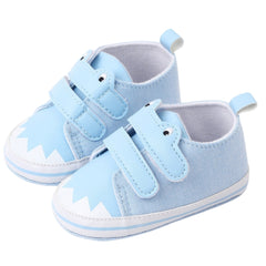 Baby Unisex Canvas  Double Velcro Booties (Blue)-BT5161