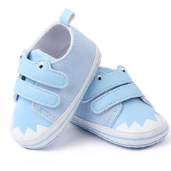 Baby Unisex Canvas  Double Velcro Booties (Blue)-BT5161