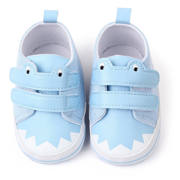 Baby Unisex Canvas  Double Velcro Booties (Blue)-BT5161
