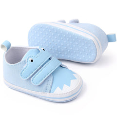 Baby Unisex Canvas  Double Velcro Booties (Blue)-BT5161