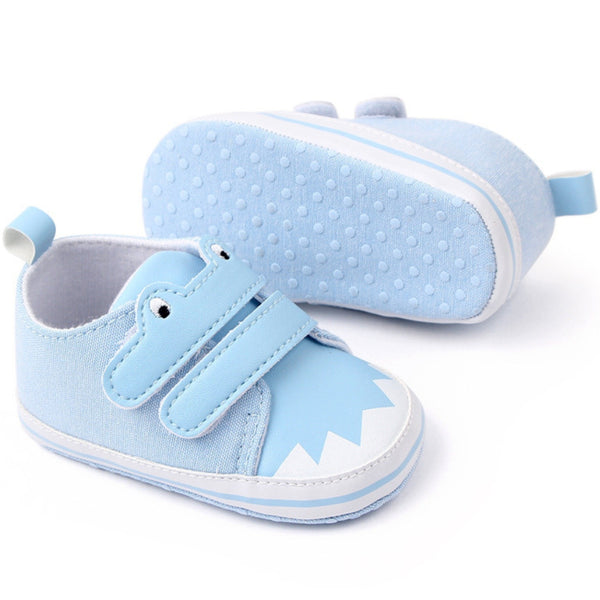 Baby Unisex Canvas  Double Velcro Booties (Blue)-BT5161