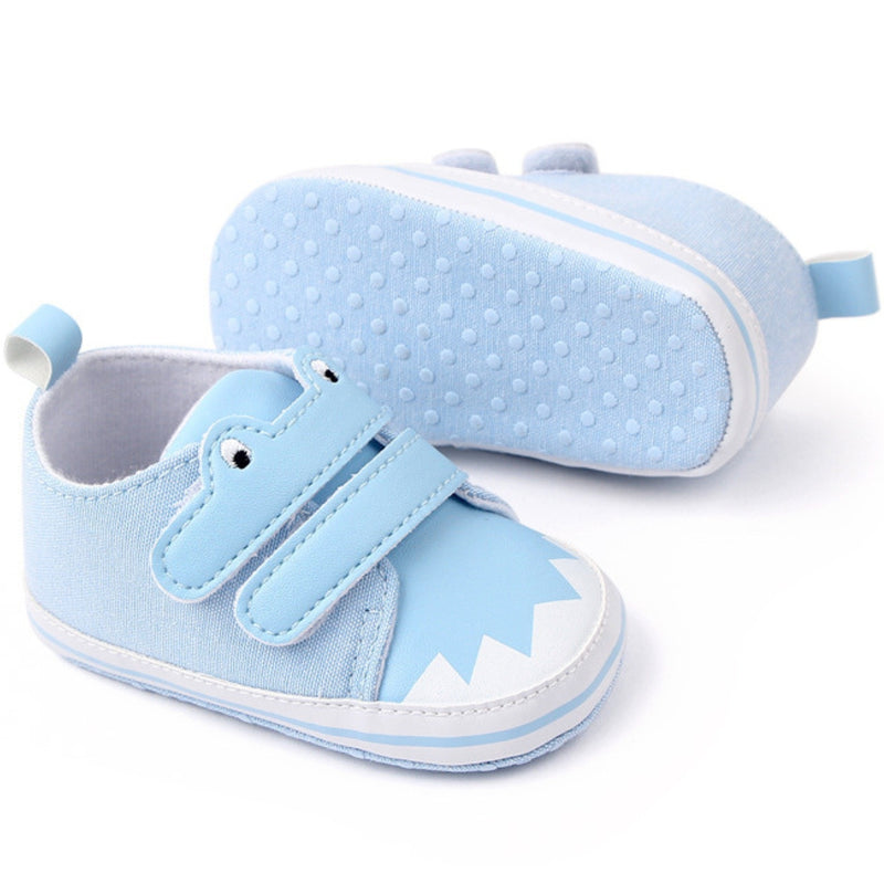 Baby Unisex Canvas  Double Velcro Booties (Blue)-BT5161