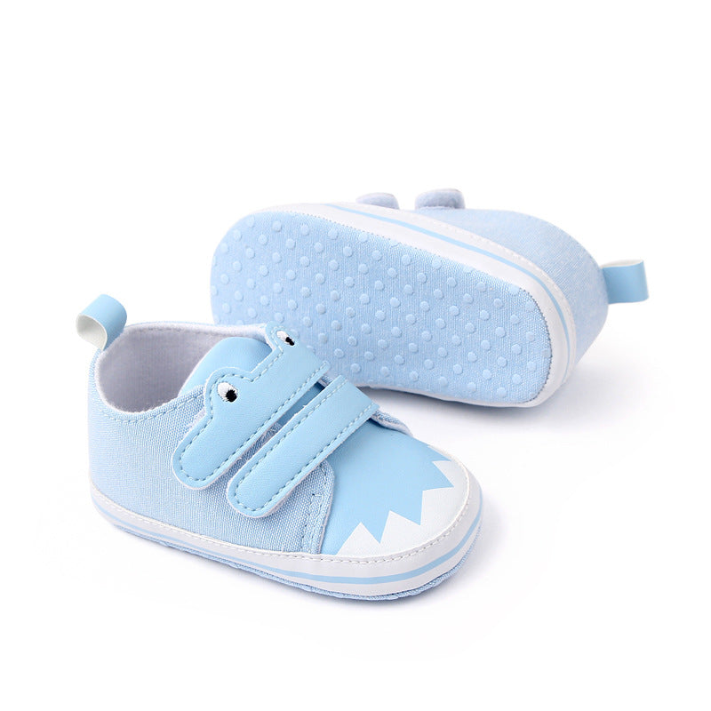 Baby Unisex Canvas  Double Velcro Booties (Blue)-BT5161