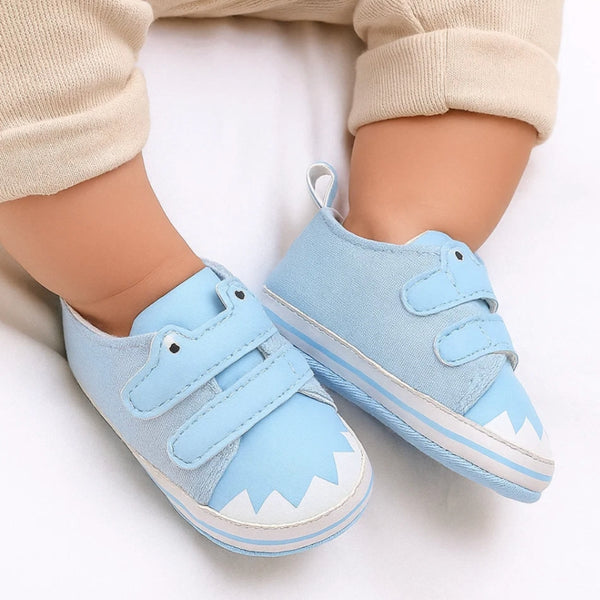 Baby Unisex Canvas  Double Velcro Booties (Blue)-BT5161