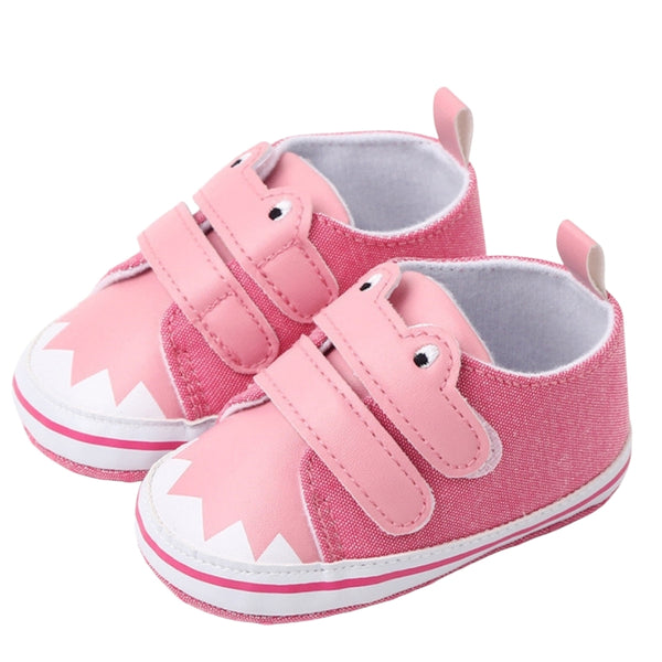 Baby Unisex Canvas  Double Velcro Booties (Pink)-BT5162