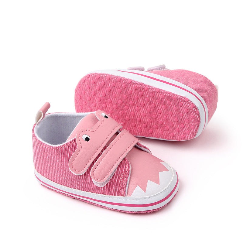 Baby Unisex Canvas  Double Velcro Booties (Pink)-BT5162