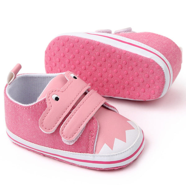 Baby Unisex Canvas  Double Velcro Booties (Pink)-BT5162
