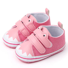 Baby Unisex Canvas  Double Velcro Booties (Pink)-BT5162