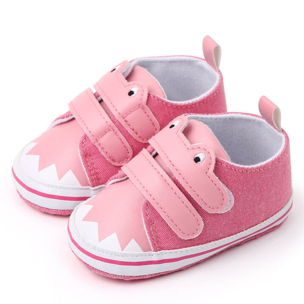 Baby Unisex Canvas  Double Velcro Booties (Pink)-BT5162