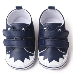 Baby Unisex Canvas  Double Velcro Booties (Navy Blue)-BT5163