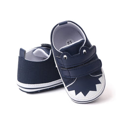 Baby Unisex Canvas  Double Velcro Booties (Navy Blue)-BT5163