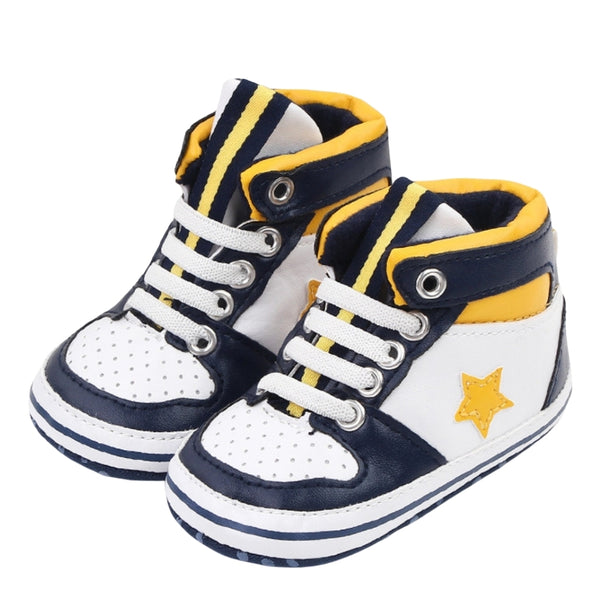 Baby Unisex Synthetic Colorblock Lace-Up Booties (White,Navy Blue)-BT5164
