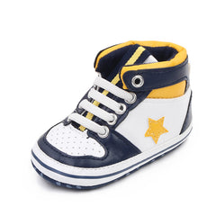 Baby Unisex Synthetic Colorblock Lace-Up Booties (White,Navy Blue)-BT5164