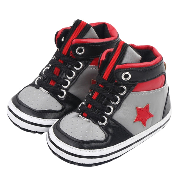Baby Unisex Synthetic Colorblock Lace-Up Booties (Grey,Black)-BT5165