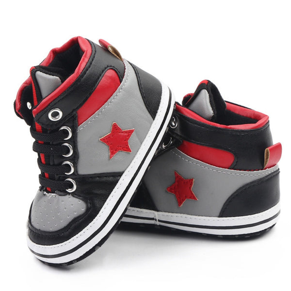 Baby Unisex Synthetic Colorblock Lace-Up Booties (Grey,Black)-BT5165