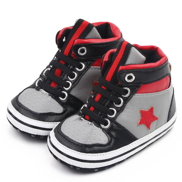 Baby Unisex Synthetic Colorblock Lace-Up Booties (Grey,Black)-BT5165