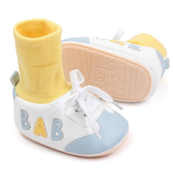 Baby Unisex Cotton Lace Booties (White,Blue)-BT5166