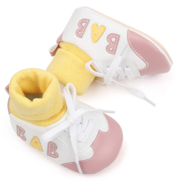 Baby Unisex Cotton Lace Booties (White,Peach)-BT5167