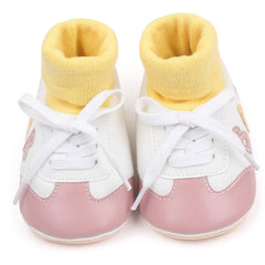 Baby Unisex Cotton Lace Booties (White,Peach)-BT5167
