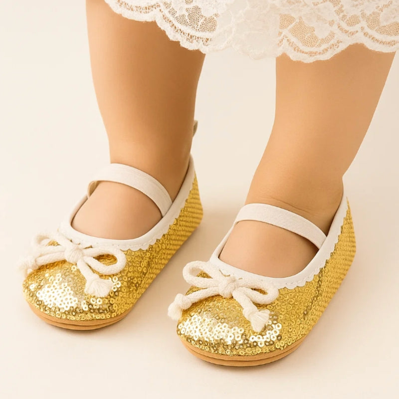 Baby Unisex Synthetic Slip-On Booties (Gold)-BT5170