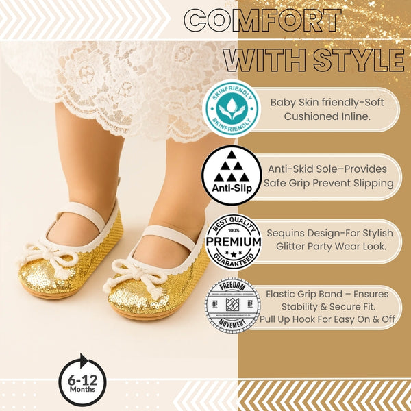 Baby Unisex Synthetic Slip-On Booties (Gold)-BT5170