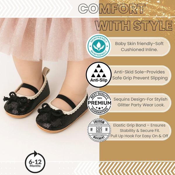 Baby Unisex Synthetic Slip-On Booties (Black)-BT5171