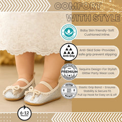 Baby Unisex Synthetic Slip-On Booties (Silver)-BT5172